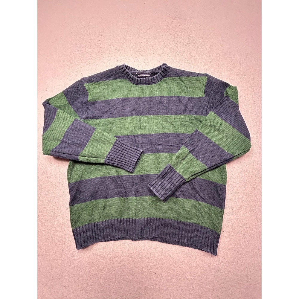 Brandy Melville Brianna Sweater 100% Cotton Striped Green Navy One Size Womens